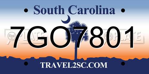 7GO7801 South Carolina License Plate