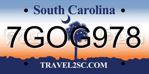 7GOG978 South Carolina License Plate