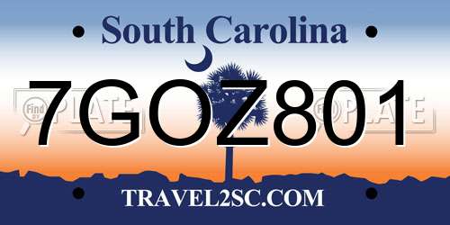 7GOZ801 South Carolina License Plate