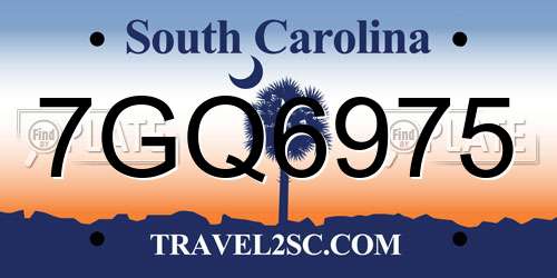 7GQ6975 South Carolina License Plate