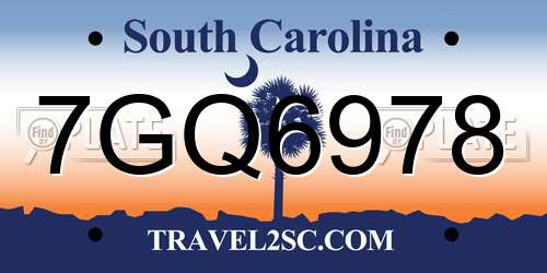 7GQ6978 South Carolina License Plate