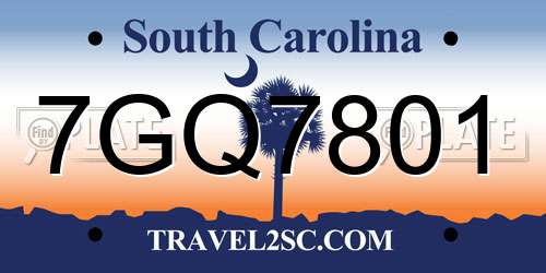 7GQ7801 South Carolina License Plate