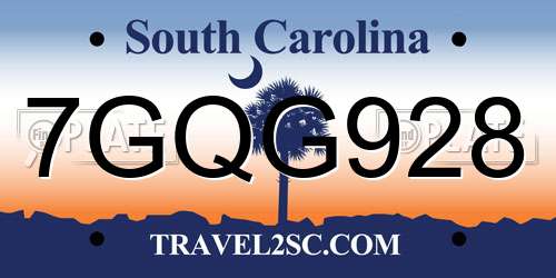 7GQG928 South Carolina License Plate