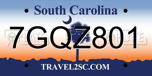 7GQZ801 South Carolina License Plate