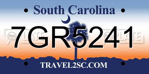 7GR5241 South Carolina License Plate
