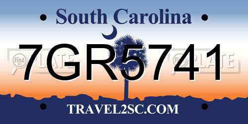 7GR5741 South Carolina License Plate