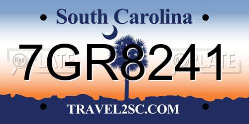 7GR8241 South Carolina License Plate