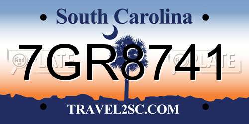 7GR8741 South Carolina License Plate