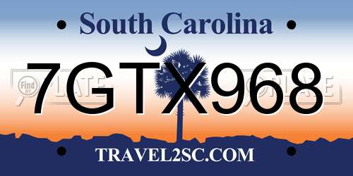 7GTX968 South Carolina License Plate
