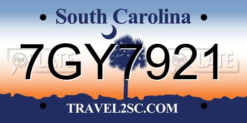 7GY7921 South Carolina License Plate