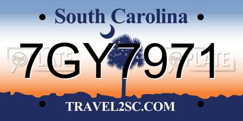 7GY7971 South Carolina License Plate