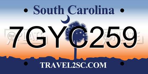 7GYC259 South Carolina License Plate