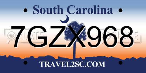 7GZX968 South Carolina License Plate