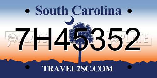 7H45352 South Carolina License Plate