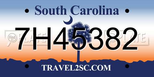 7H45382 South Carolina License Plate
