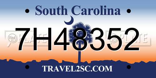 7H48352 South Carolina License Plate