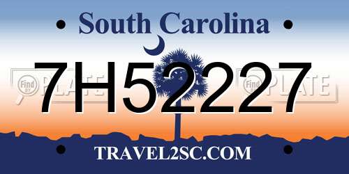 7H52227 South Carolina License Plate