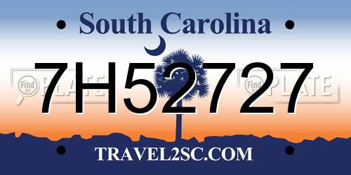 7H52727 South Carolina License Plate