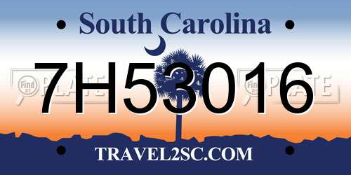 7H53016 South Carolina License Plate