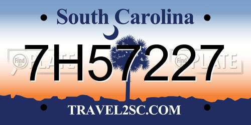 7H57227 South Carolina License Plate