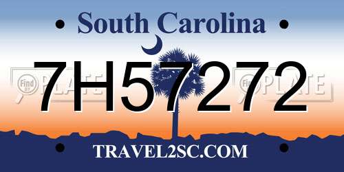 7H57272 South Carolina License Plate