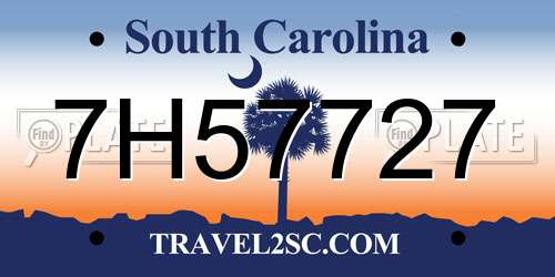 7H57727 South Carolina License Plate