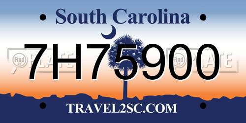 7H75900 South Carolina License Plate