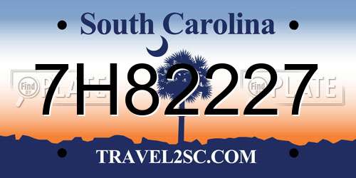 7H82227 South Carolina License Plate