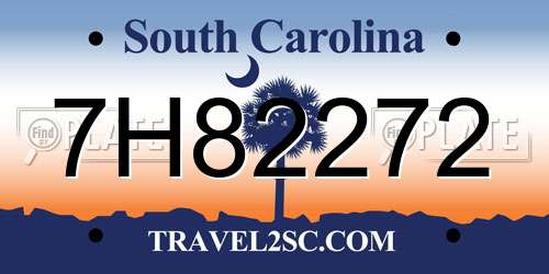 7H82272 South Carolina License Plate