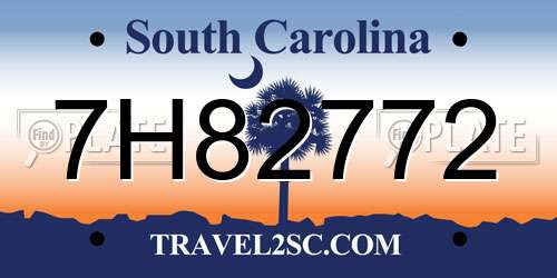 7H82772 South Carolina License Plate