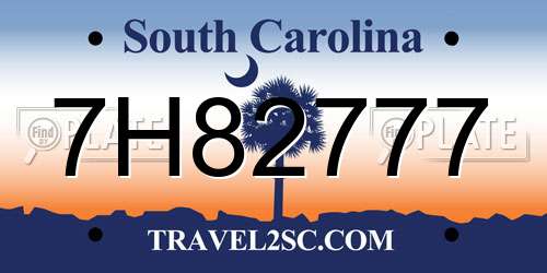 7H82777 South Carolina License Plate