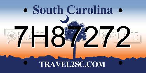 7H87272 South Carolina License Plate