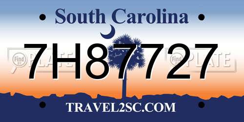 7H87727 South Carolina License Plate
