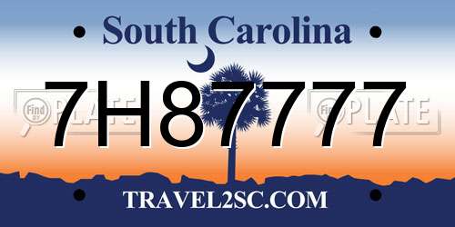 7H87777 South Carolina License Plate
