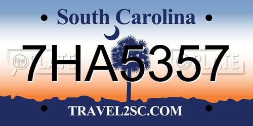7HA5357 South Carolina License Plate