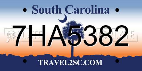 7HA5382 South Carolina License Plate