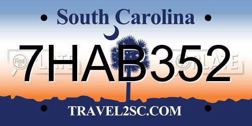 7HAB352 South Carolina License Plate