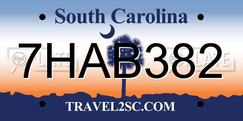 7HAB382 South Carolina License Plate
