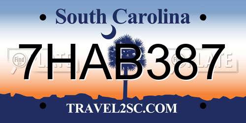 7HAB387 South Carolina License Plate