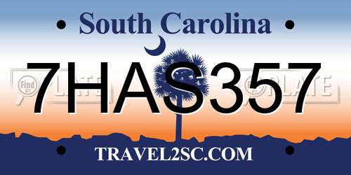 7HAS357 South Carolina License Plate