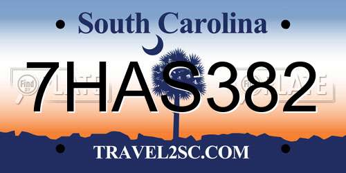 7HAS382 South Carolina License Plate