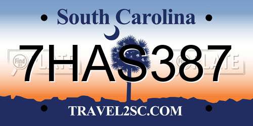 7HAS387 South Carolina License Plate