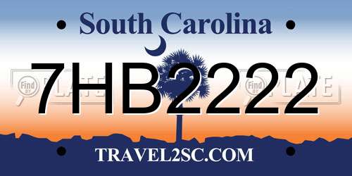 7HB2222 South Carolina License Plate