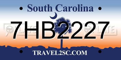 7HB2227 South Carolina License Plate