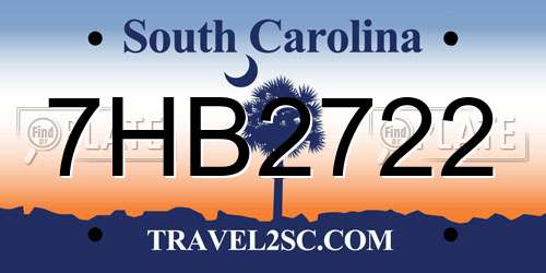 7HB2722 South Carolina License Plate