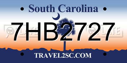 7HB2727 South Carolina License Plate