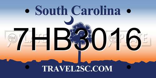 7HB3016 South Carolina License Plate