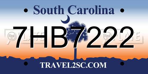 7HB7222 South Carolina License Plate