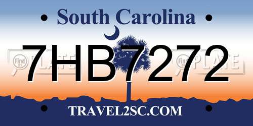 7HB7272 South Carolina License Plate