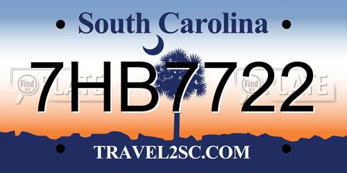 7HB7722 South Carolina License Plate